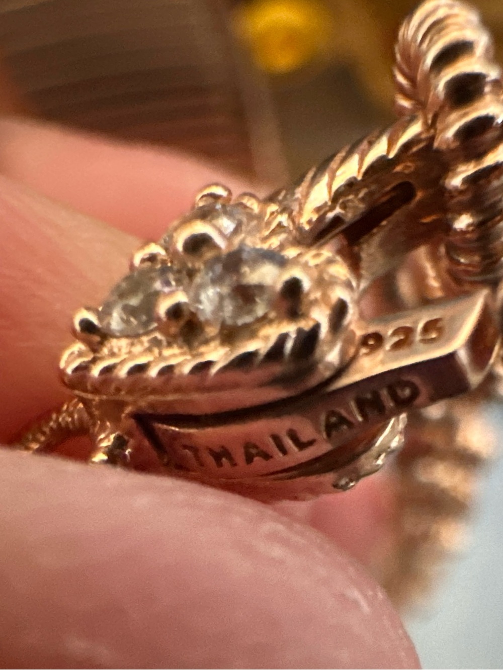 Judith Ripka 925 Rose Gold Tone CZ Link Bracelet 7” Heart Clasp - Picture 7 of 9